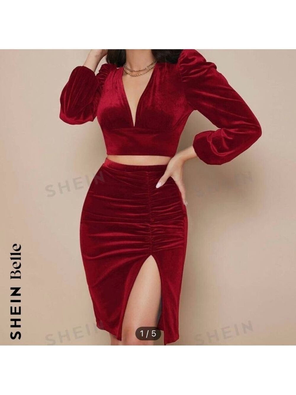 NWOT SHEIN 2 piece velour skirt set
